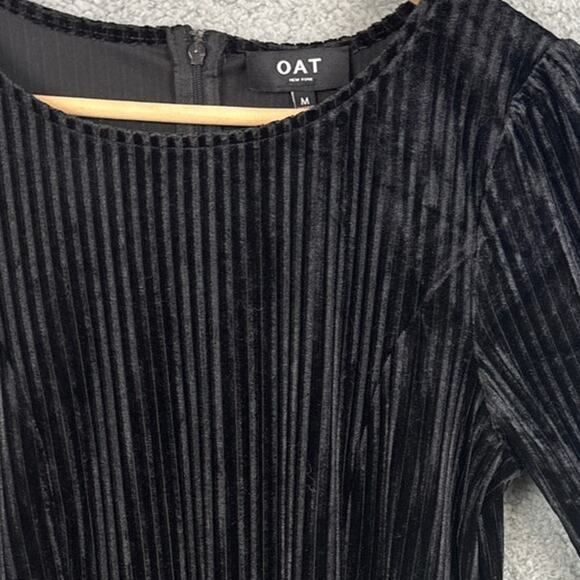 Oat New York Black Velvet Burnout Mini Dress SZ M NWT  Winter Anthropologie - Picture 3 of 10
